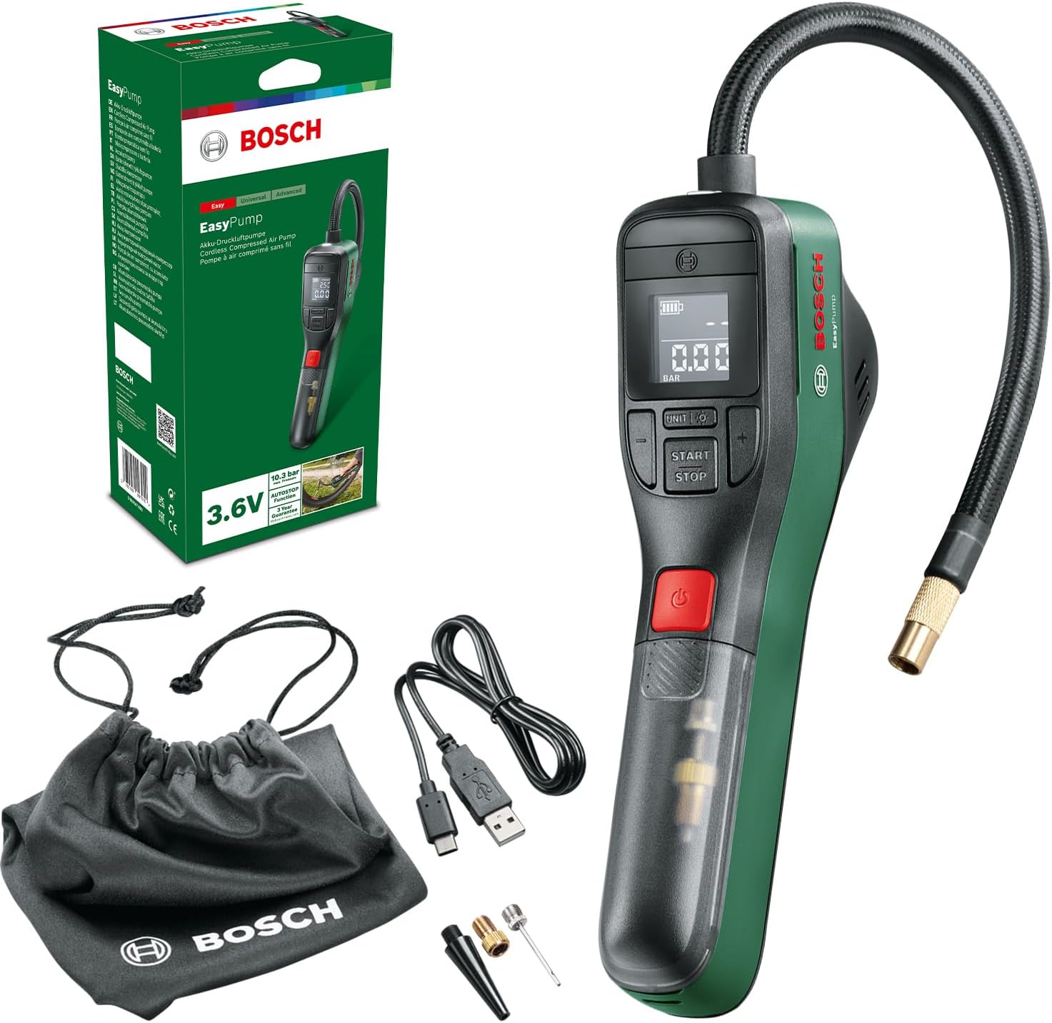 Bosch Mini Compressore Portatile a Batteria BOSCH-1202600 Bosch Mini Compressore Portatile a Batteria BOSCH-1202600